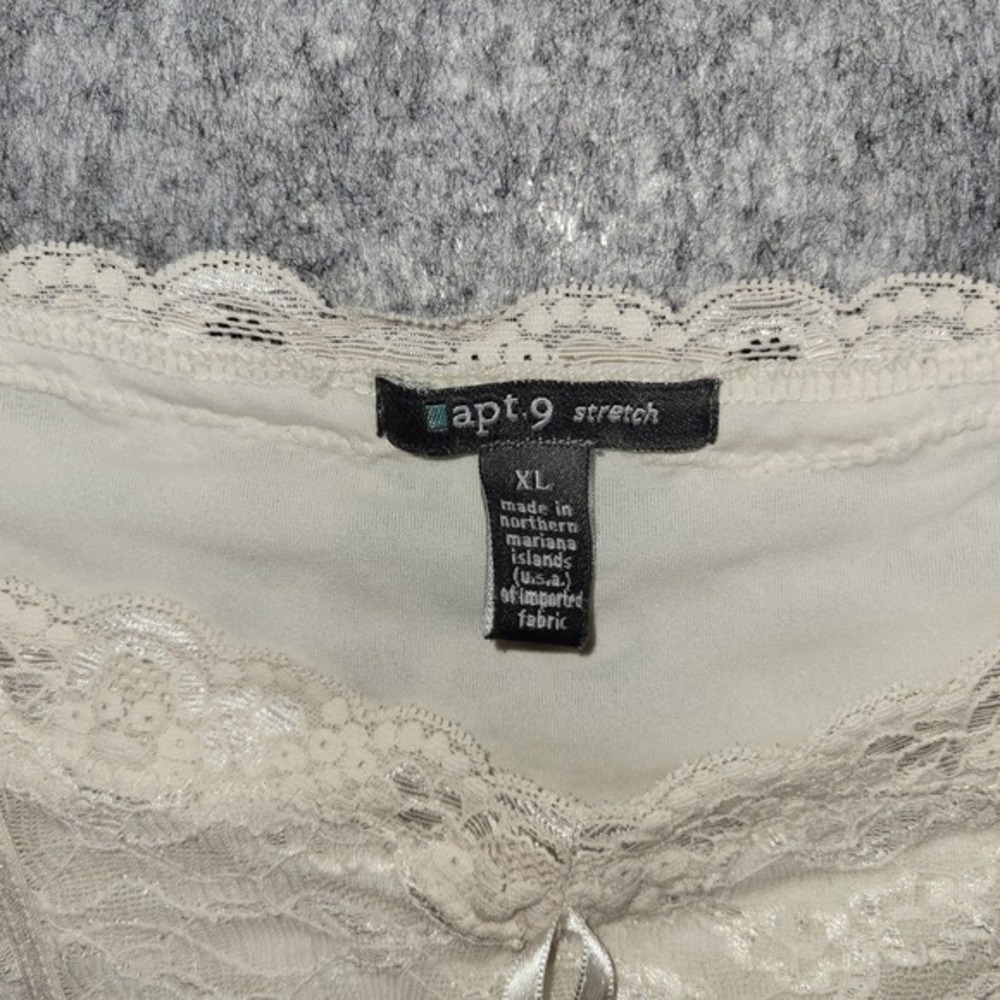 Apt 9 Ivory Lace Trim Cami Tank Top XL‎ Stretch Y2K Romantic Coquette Soft Girl - Picture 3 of 12